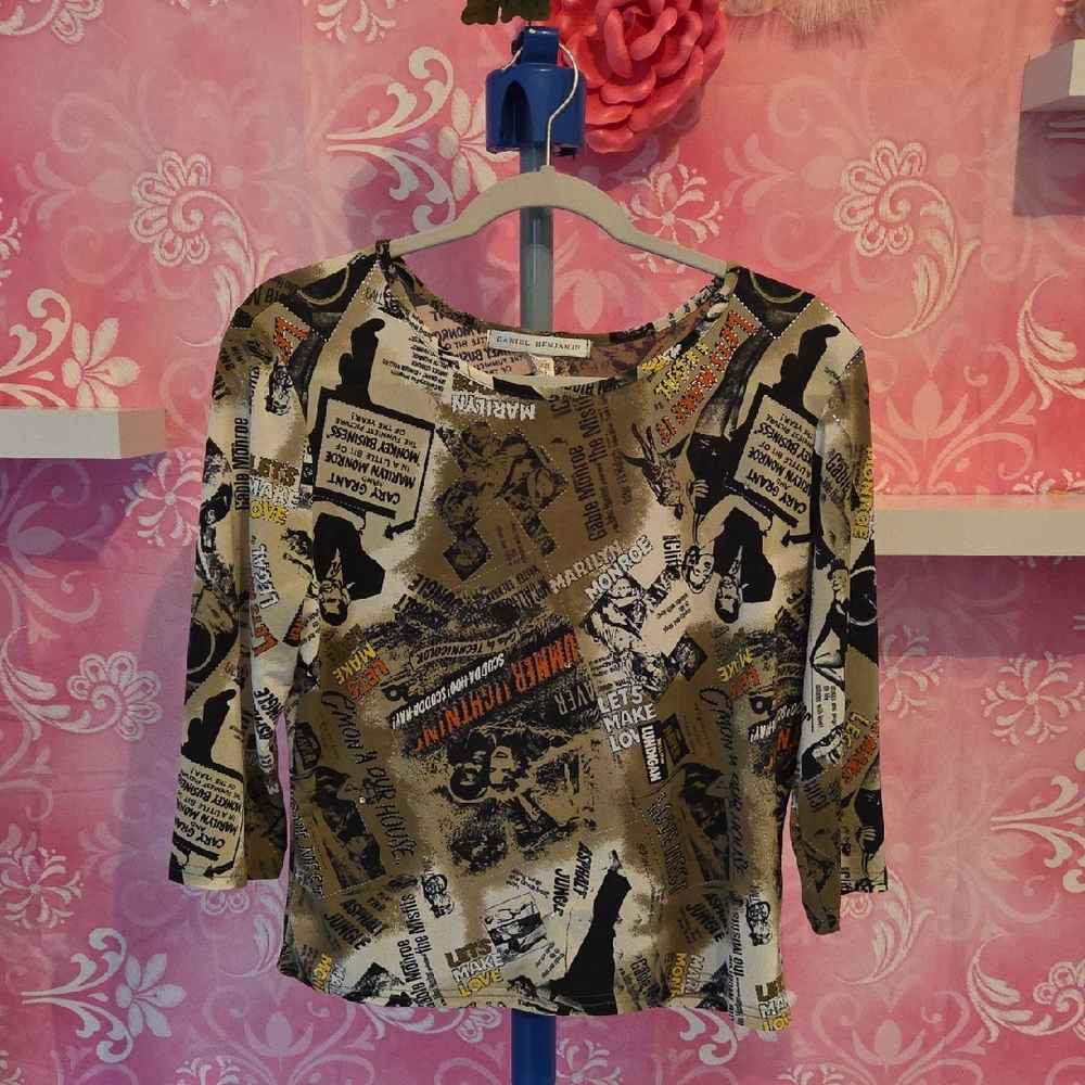 Daniel Benjamin Marilyn Monroe Graphic 3/4 Sleeve Top